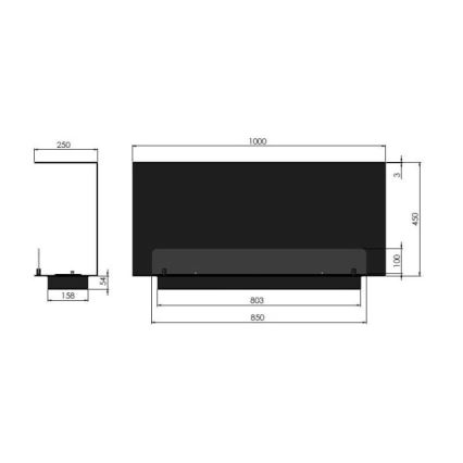 InFire - Lareira BIO embutida 100x45 cm 3kW preta