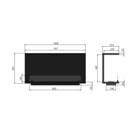 InFire - Lareira BIO embutida 100x50 cm 3kW preta