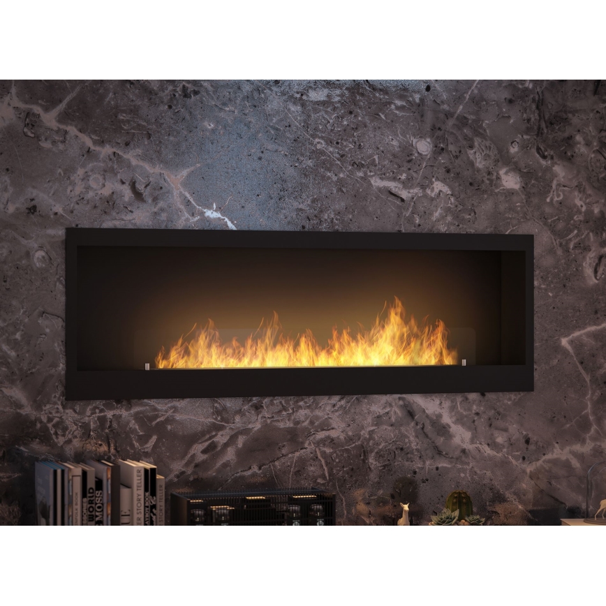 InFire - Lareira BIO embutida 150x50 cm 4,2kW preta