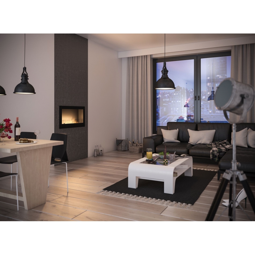InFire - Lareira BIO embutida 90x50 cm 3kW preta