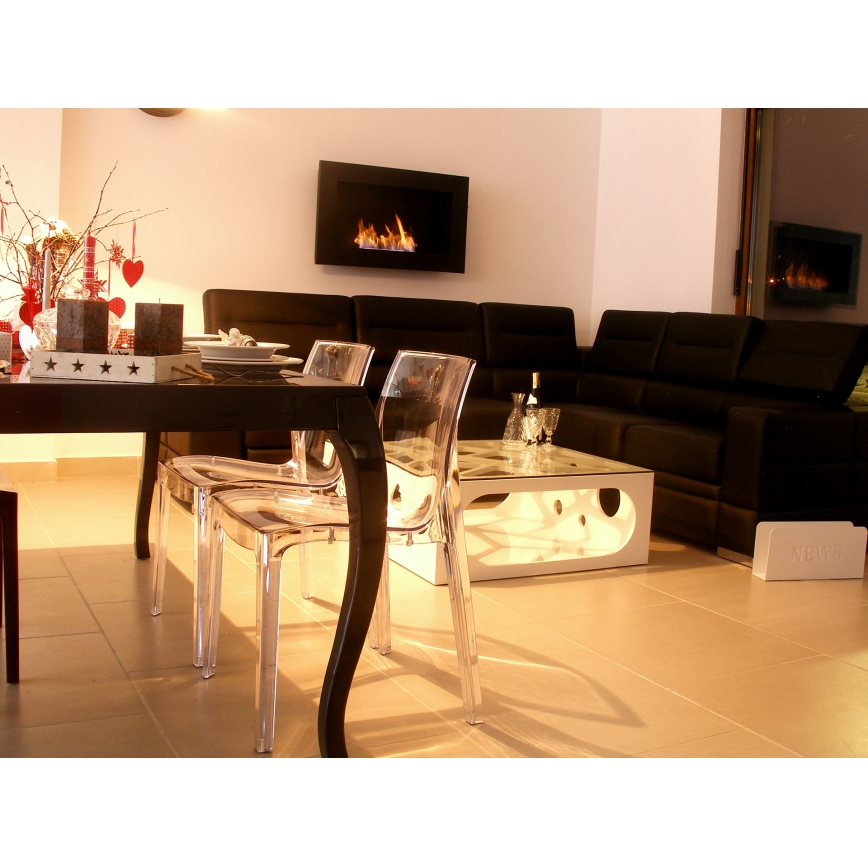 InFire - Lareira BIO embutida 90x50 cm 3kW preta