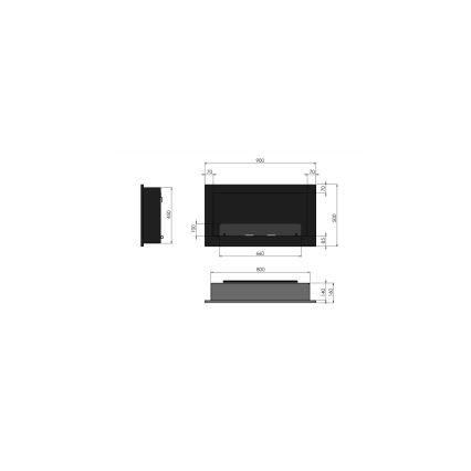 InFire - Lareira BIO embutida 90x50 cm 3kW preta