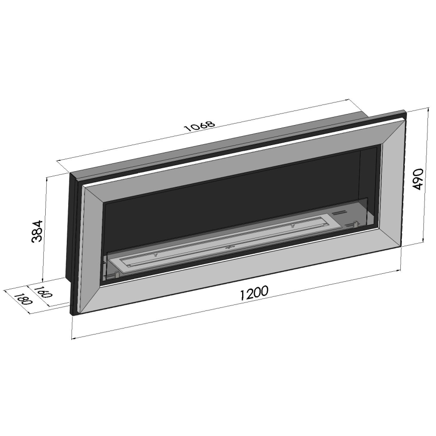 InFire - Lareira BIO incorporada 49x120 cm 3kW preto