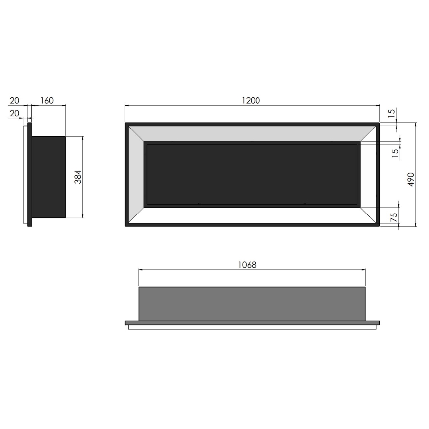 InFire - Lareira BIO incorporada 49x120 cm 3kW preto