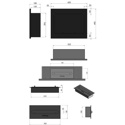 InFire - Lareira BIO Incorporada 49x60 cm 3kW preto