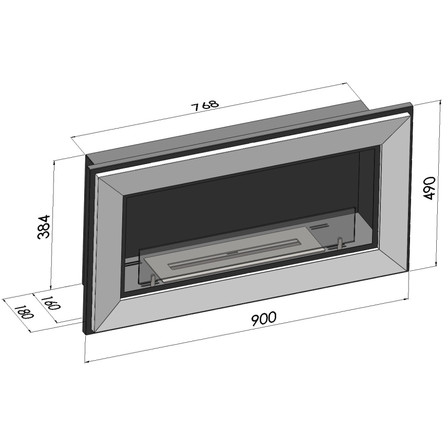 InFire - Lareira BIO Incorporada 49x90 cm 3kW preto