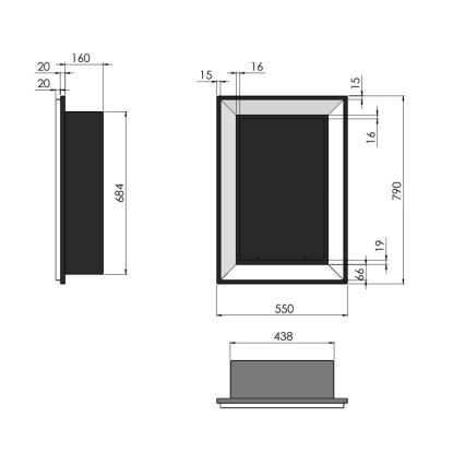 InFire - Lareira BIO Incorporada 79x55 cm 3kW preto