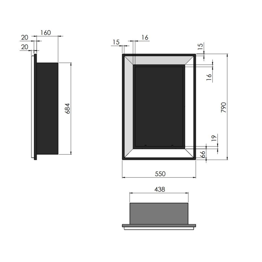 InFire - Lareira BIO Incorporada 79x55 cm 3kW preto