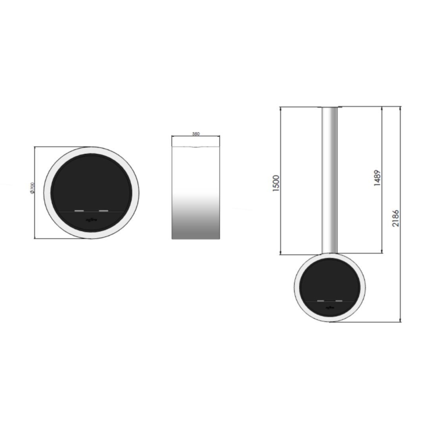 InFire - Lareira BIO suspensa d. 70 cm 3kW branco