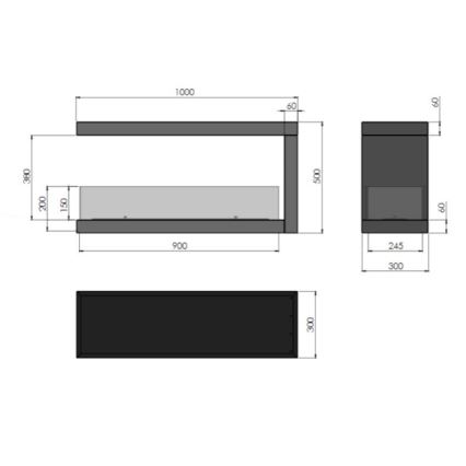 InFire - Lareira de canto BIO 100x50 cm 3kW bifacial