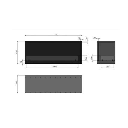 InFire - Lareira de canto BIO 110x45 cm 3kW preto