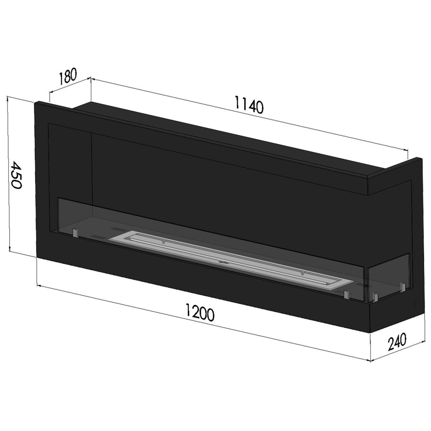 InFire - Lareira de canto BIO 45x120 cm 3kW preto