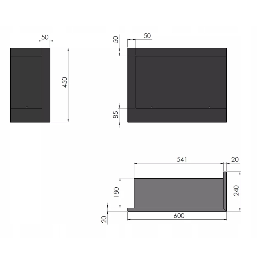 InFire - Lareira de canto BIO 45x60 cm 3kW preto