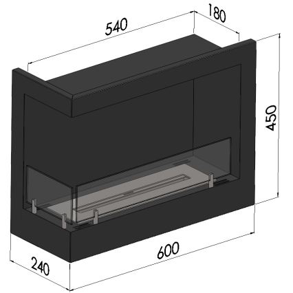 InFire - Lareira de canto BIO 45x60 cm 3kW preto