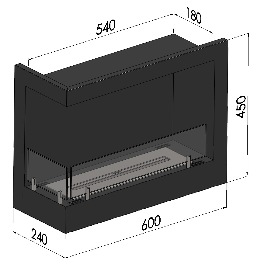 InFire - Lareira de canto BIO 45x60 cm 3kW preto