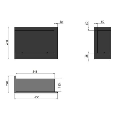 InFire - Lareira de canto BIO 45x60 cm 3kW preto