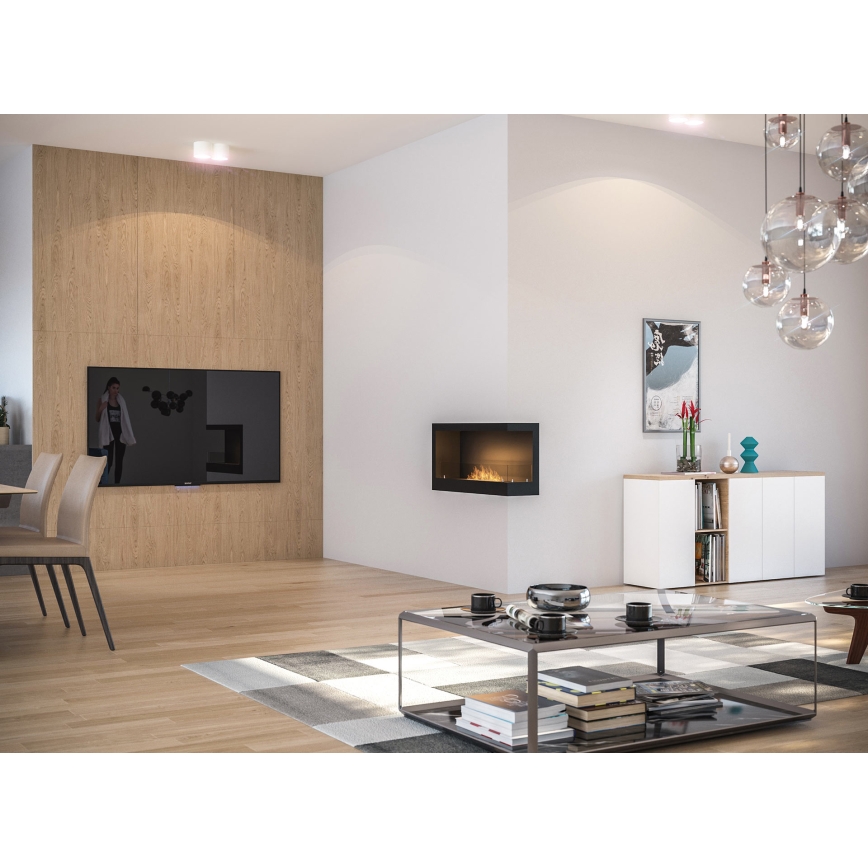 InFire - Lareira de canto BIO 45x90 cm 3kW preto