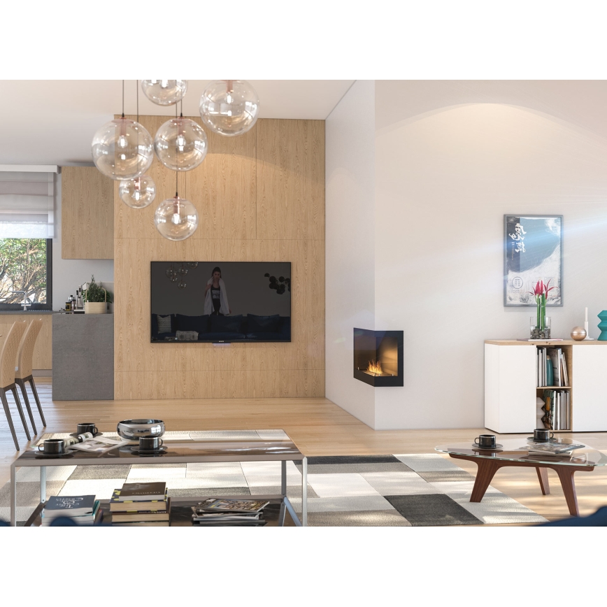 InFire - Lareira de canto BIO 45x90 cm 3kW preto