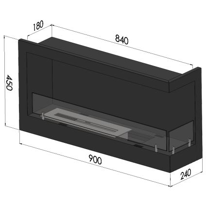 InFire - Lareira de canto BIO 45x90 cm 3kW preto