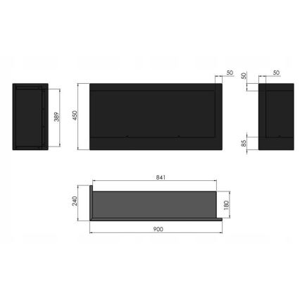 InFire - Lareira de canto BIO 45x90 cm 3kW preto