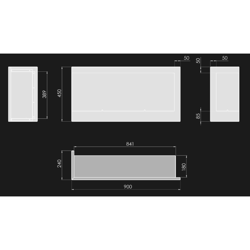 InFire - Lareira de canto BIO 45x90 cm 3kW preto