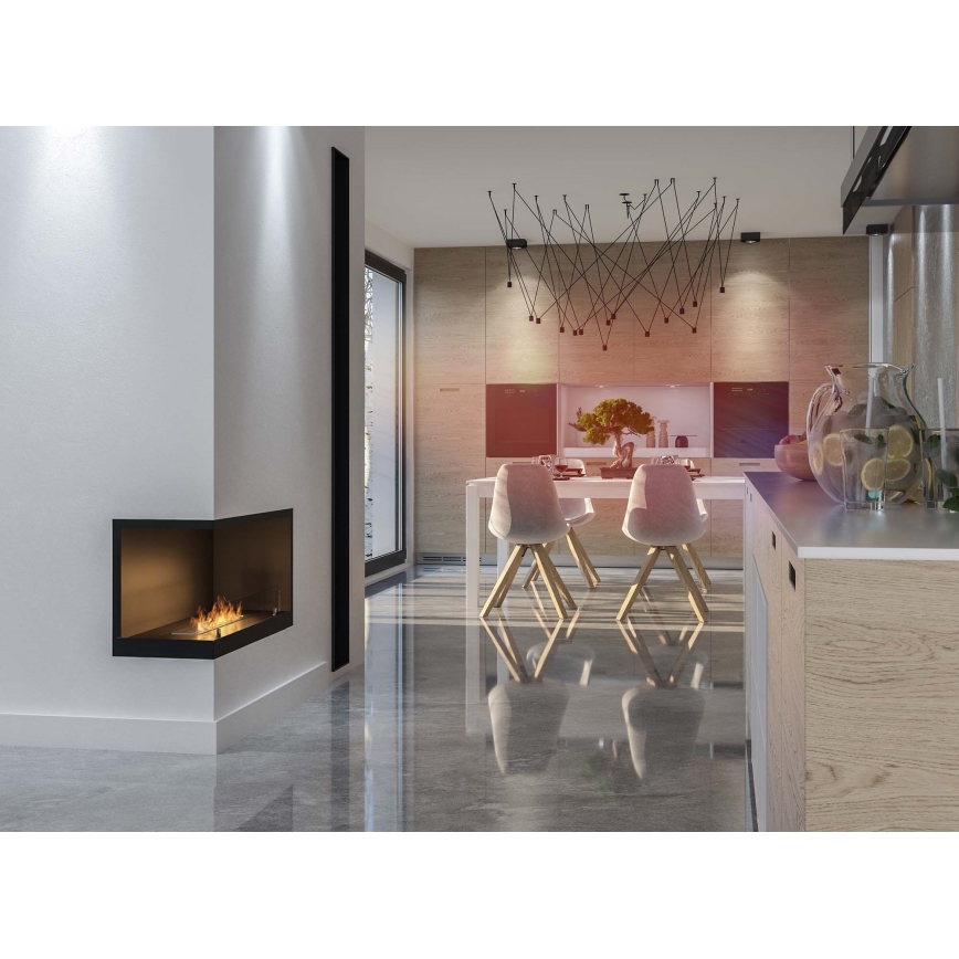 InFire - Lareira de canto BIO 80x45 cm 3kW preto