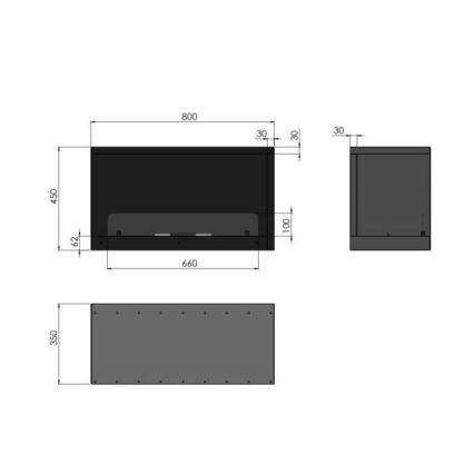 InFire - Lareira de canto BIO 80x45 cm 3kW preto