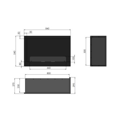 InFire - Lareira de canto BIO 84x54 cm 3kW preto