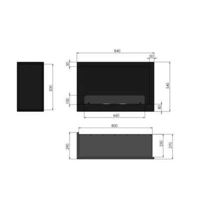 InFire - Lareira de canto BIO 84x54 cm 3kW preto
