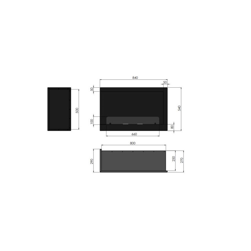 InFire - Lareira de canto BIO 84x54 cm 3kW preto