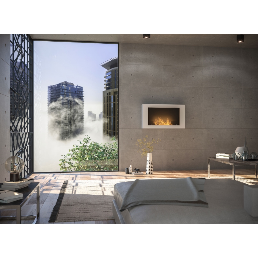 InFire - Lareira de parede BIO 100x56 cm 3kW branco