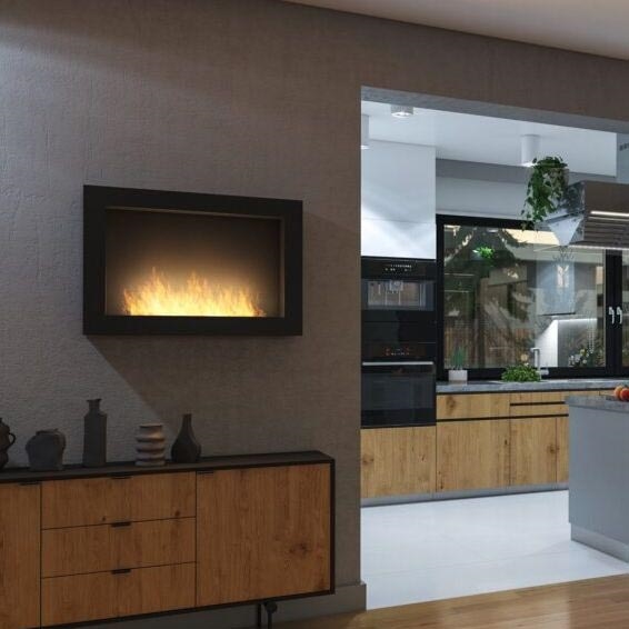 InFire - Lareira de parede BIO 100x56 cm 3kW preto