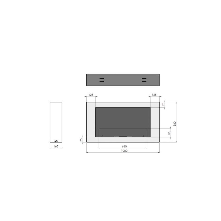 InFire - Lareira de parede BIO 100x56 cm 3kW preto