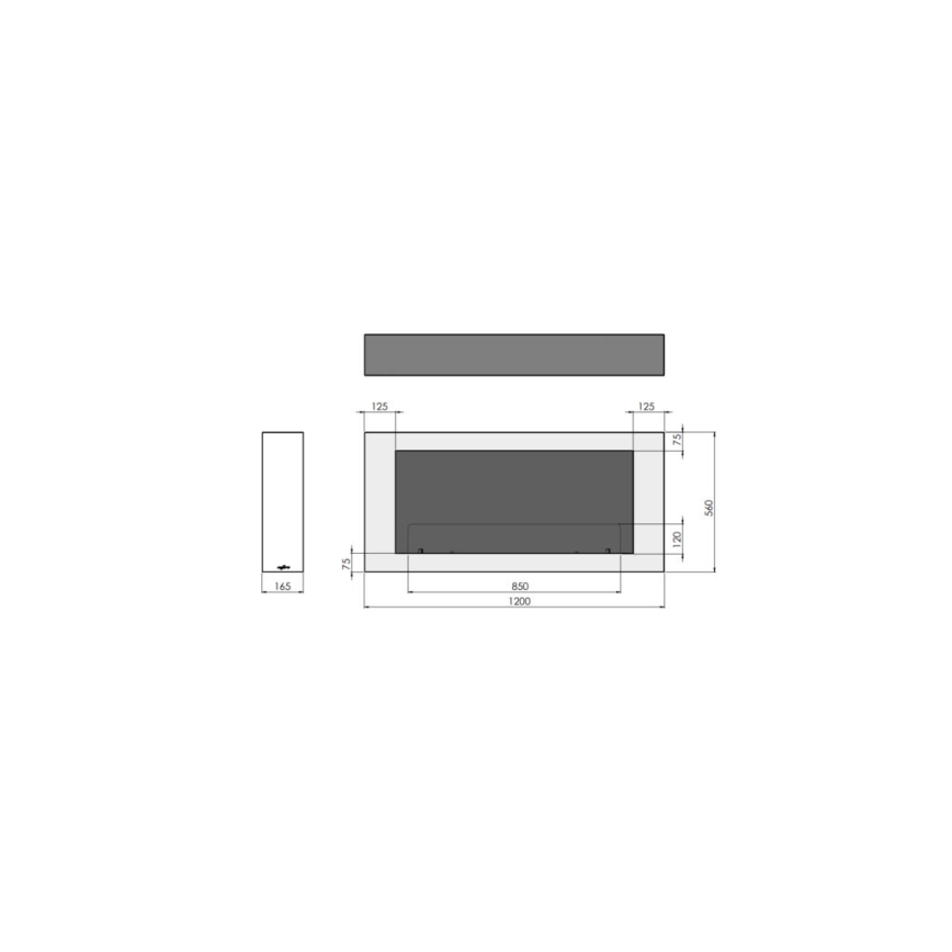InFire - Lareira de parede BIO 120x56 cm 3kW preto