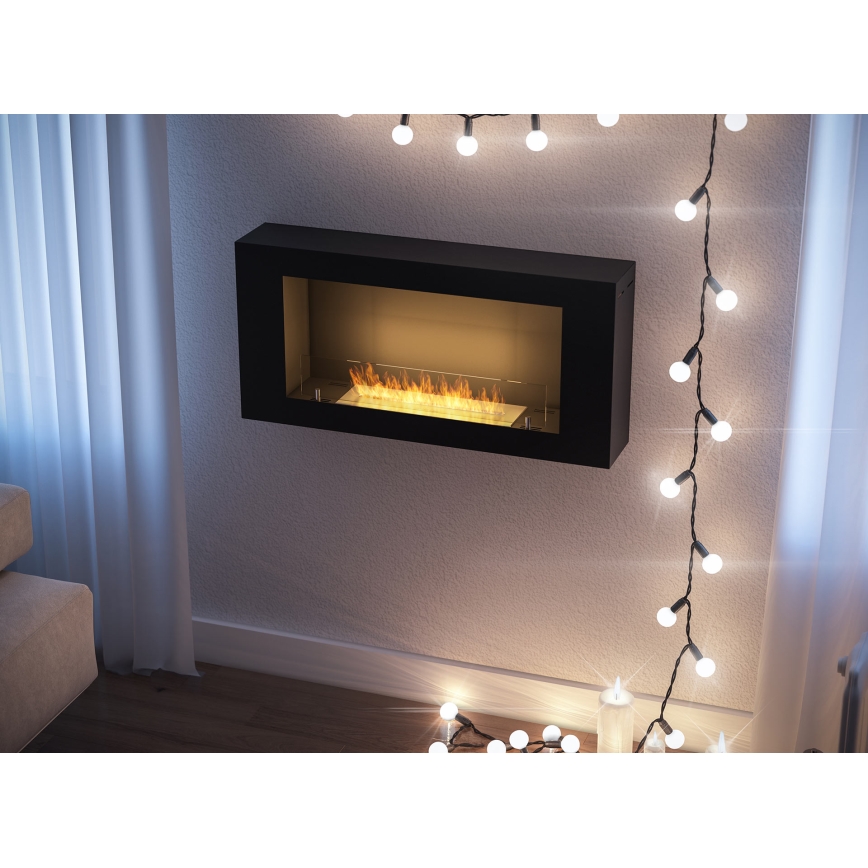 InFire - Lareira de parede BIO 44x91 cm 3kW preto