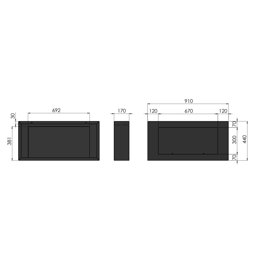 InFire - Lareira de parede BIO 44x91 cm 3kW preto
