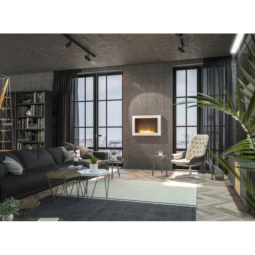 InFire - Lareira de parede BIO 80x56 cm 3kW branco