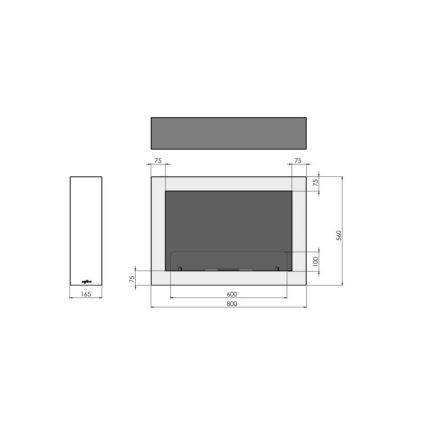 InFire - Lareira de parede BIO 80x56 cm 3kW branco