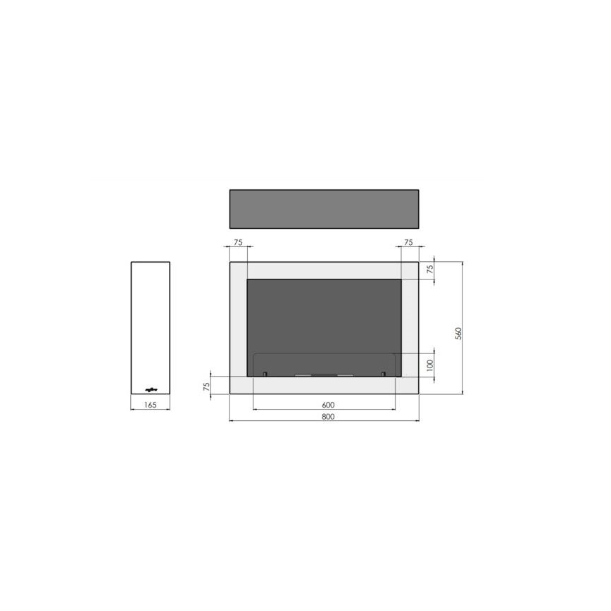 InFire - Lareira de parede BIO 80x56 cm 3kW branco