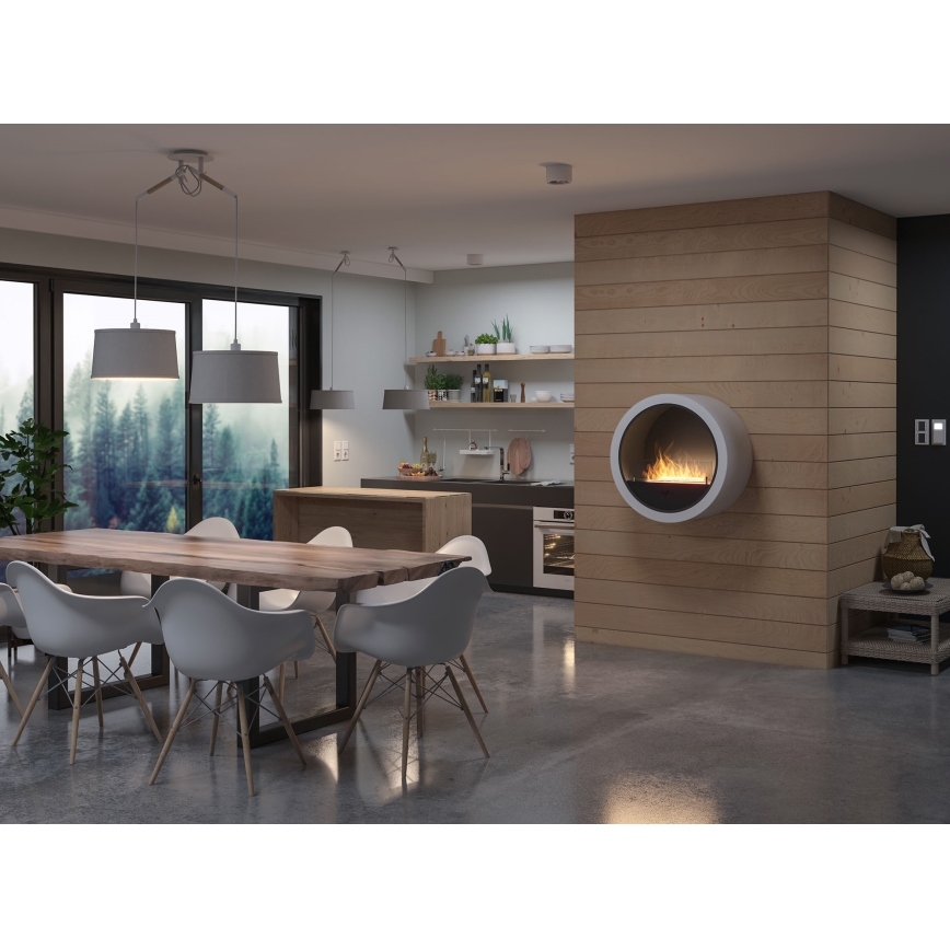 InFire - Lareira de parede BIO d. 70 cm 3kW branco