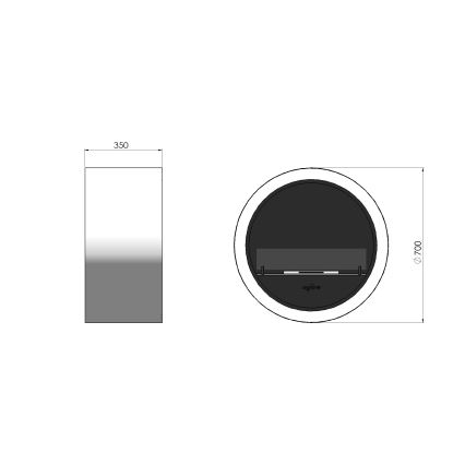 InFire - Lareira de parede BIO d. 70 cm 3kW branco