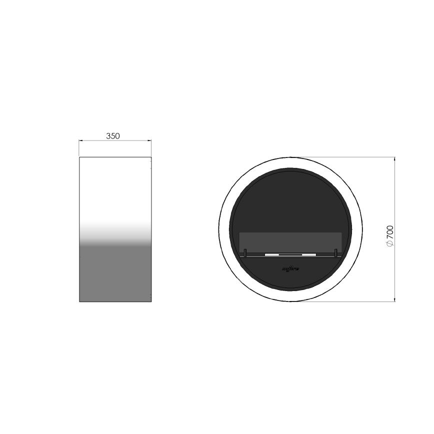 InFire - Lareira de parede BIO d. 70 cm 3kW branco