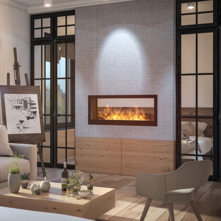 InFire - Lareira embutida BIO 120x50 cm 3kW bifacial