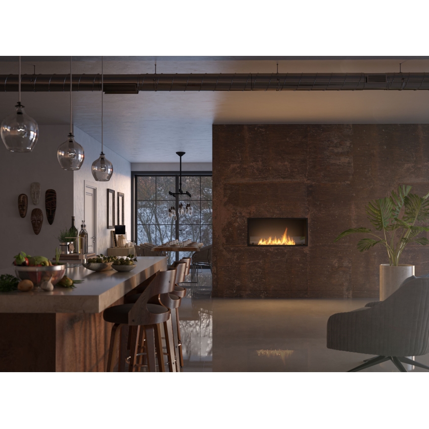InFire - Lareira embutida BIO 49,4x104,4 cm 6kW preto