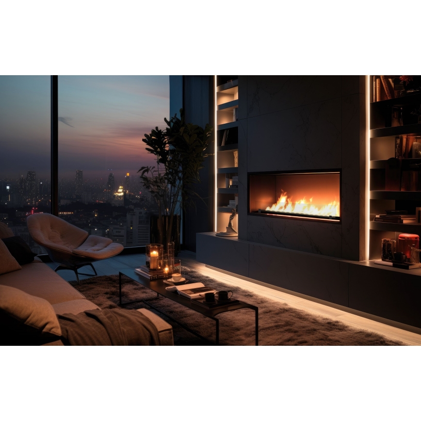 InFire - Lareira embutida BIO 49,4x124,4 cm 6kW preto