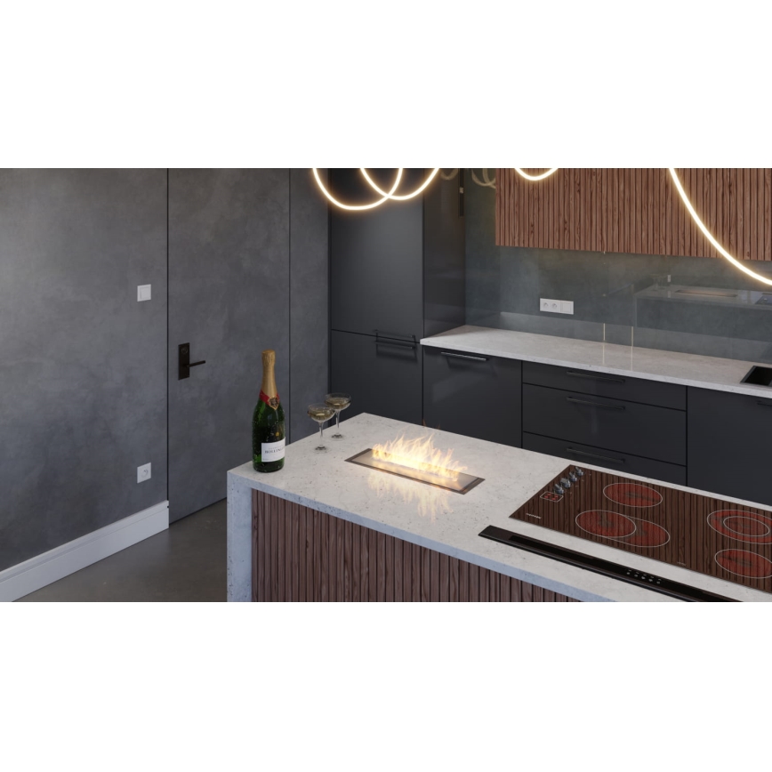 InFire - Lareira embutida BIO 5,5x50 cm 3kW preto
