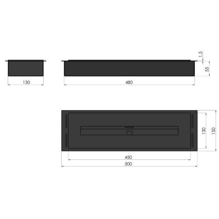 InFire - Lareira embutida BIO 5,5x50 cm 3kW preto