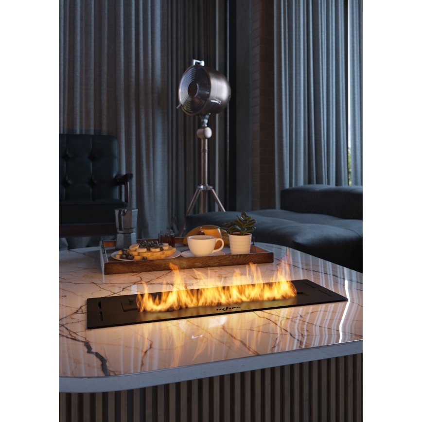 InFire - Lareira embutida BIO 7,5x50 cm 3,5kW preto