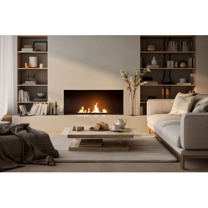 InFire - Lareira embutida BIO 7,5x60 cm 3,5kW preto