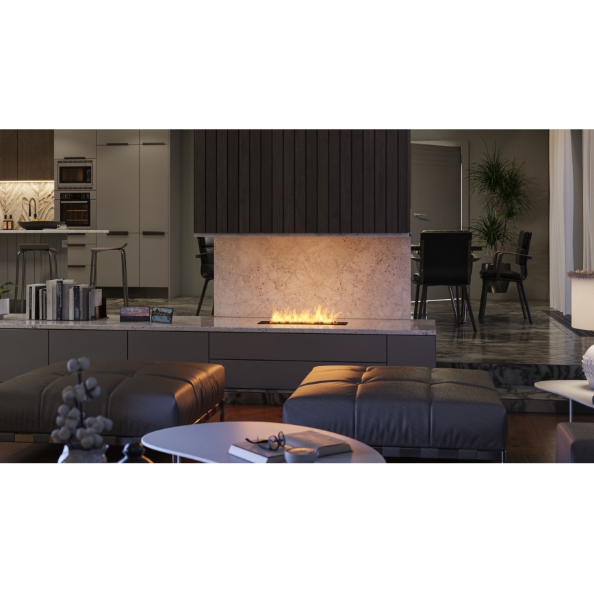 InFire - Lareira embutida BIO 7,5x60 cm 3,5kW preto